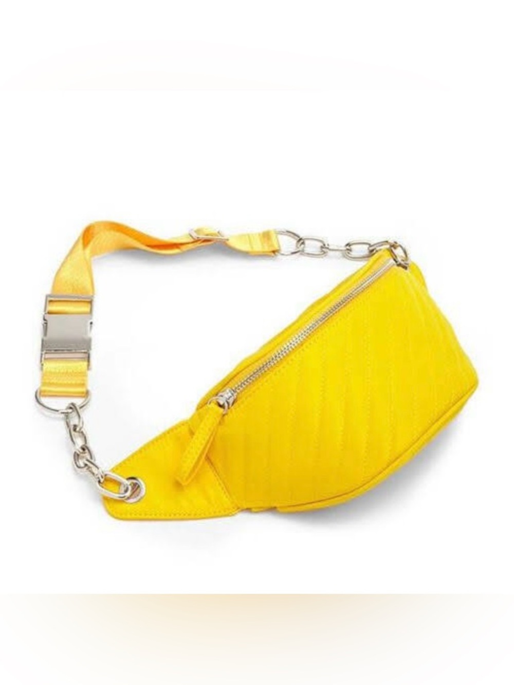 Yellow Quilted Fanny Pack Belt Bag with Chain Strap *Minor Flaws*